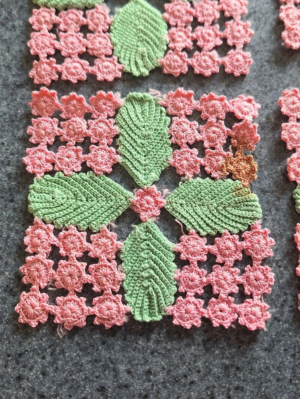 Handmade Crochet Floral & Leaf Coaster Set of 4